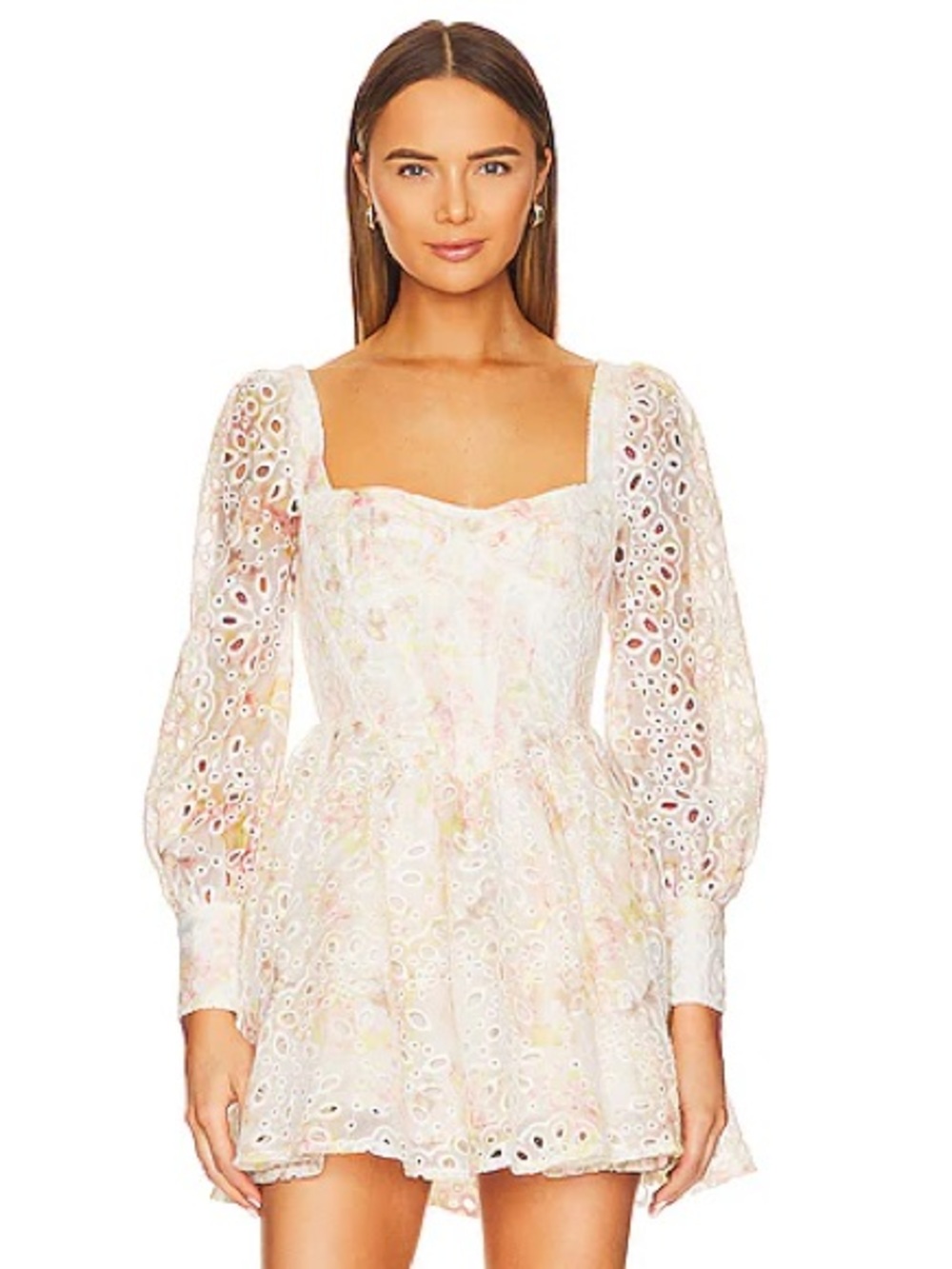 Bardot Lila Flounce Broderie Mini Dress
